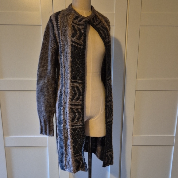 Gottardi Chunky Knit Cardigan in Rich Brown Shades Alpaca Mohair Blend Sz Small - Picture 2 of 7